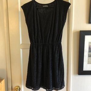 Bebop Black Lace Cinched Waist Dress